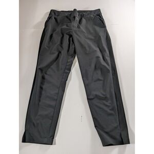 Athleta Brooklyn Ankle Pant Size 10 Black Ribbed Side Stripe Tapered RN 54023